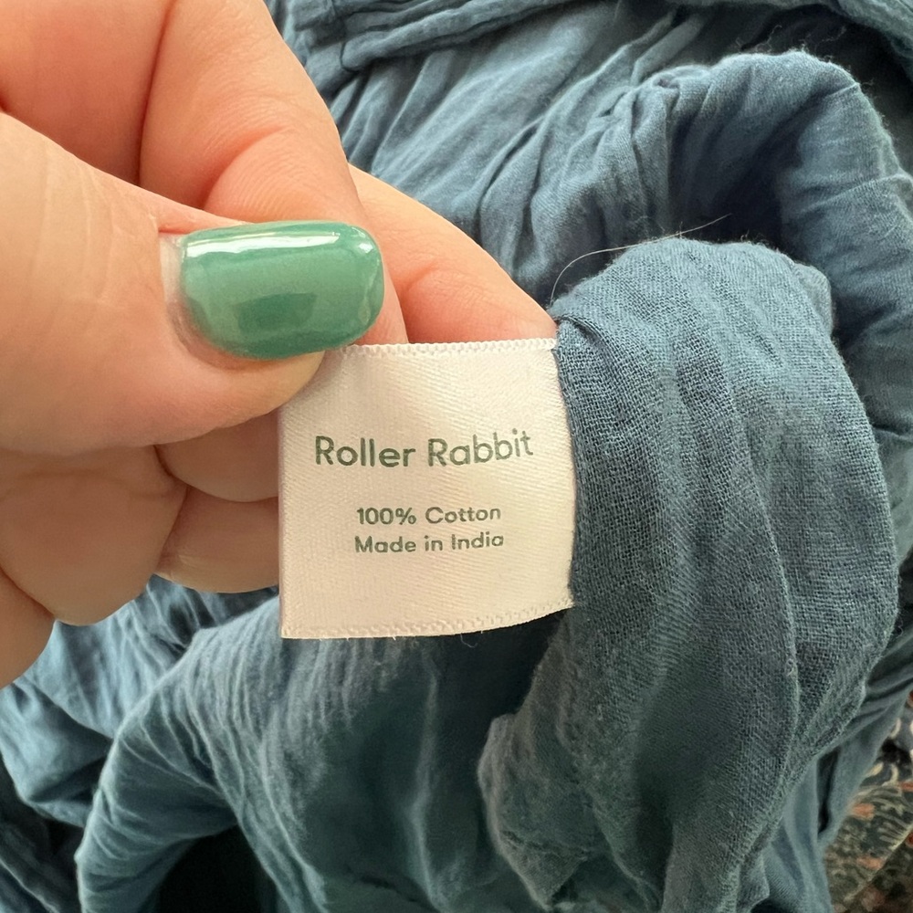 Roller Rabbit Blue Cotton Fabric - Picture 3 of 5